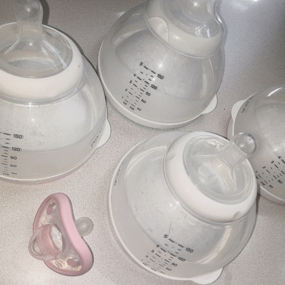 Nanobebe bottles and 1 paci